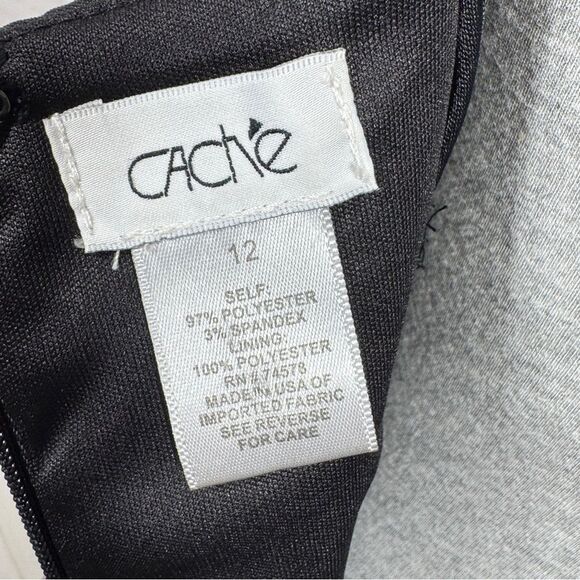 Cache Abstract Floral Cage Front Sleeveless Sheath Dress Black Pink 12 - Picture 10 of 12